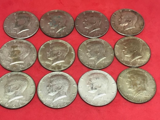 Various late 1960's Kennedy Halves, all 40% silver