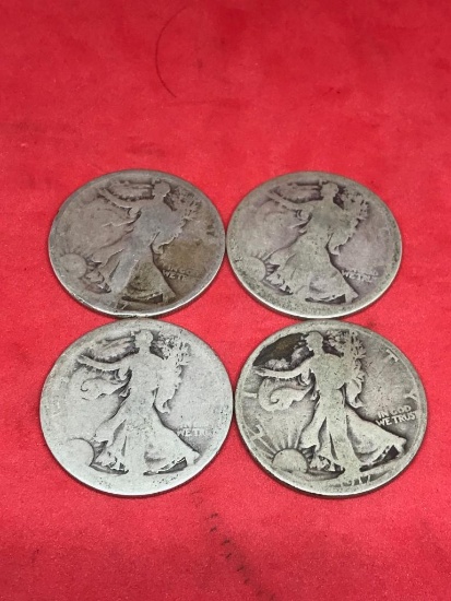 Cull Walking Liberty Half Dollars, 2 appear to be 1917.  90% silver