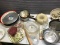 Plates, Pyrex, aluminum serving bowls, and more