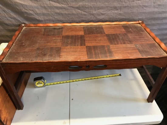 Wooden Coffee Table with glass insert (corner damage) 36 inches long, Matches item 4