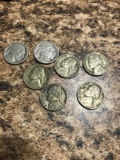 5 War Nickels (35% silver) and 2 Buffalo Nickels