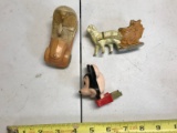 3 Vintage Items, Bisque Lamb and Sleigh, Plastic Bunny Car, and Mickey Nightlight