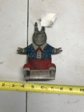 Vintage Metal Bunny Tin, free standing