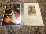 Halloween post card and a Thanksgiving postcard.  The ONLY Halloween postcard in this whole collecti