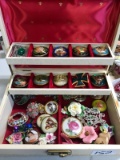 Jewelry Box with vintage Costume Jewelry, and brooches