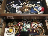 Old Flatware box, being used as a Jewelry Box, with several pieces of Vintage Costume Jewelry