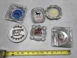 6- various advertising ashtrays, most are farm related