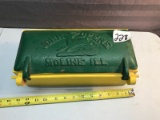 Wooden Case with Cast Iron John Deere Lid, lid appears to have been repurposed to this box