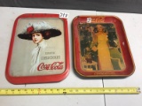 2- Vintage Coca Cola Trays, rust present