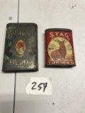 2- Vintage Tobacco Tins, Stag and Bull Dog Tobacco