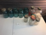 Vintage Mason Jar Collection, some with lids