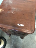 2 Drawer Night Stand, with misc paperback books, some noticeable veneer damage, dovetailed drawers,