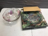Unusual Tinted Serving Bowl and matching platter