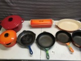 Several Pieces of French made Cast Iron Cookware, used