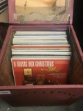 Large Collection of Records, most are gospel or classical, armoire included
