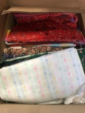 2 boxes of fabric, pieces and remnants.  One box is 16 x 12 x 12, the other is 24 x 18 x 18