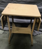 Small Metal Typewriter desk with drop sides, on casters, 24 inches tall