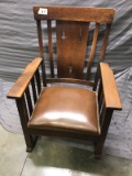Vintage Wooden Rocking Chair, with vinyl seat