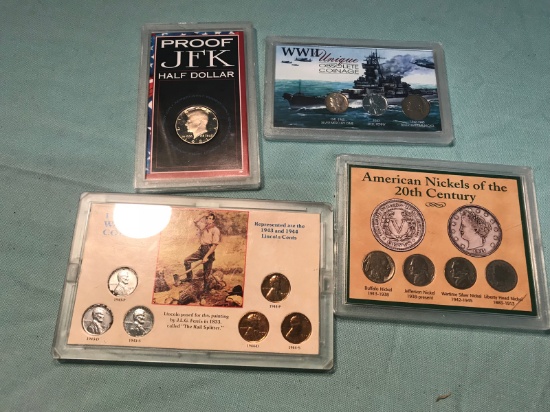 Various coin sets, including a Proof JFK Half, and war coinage