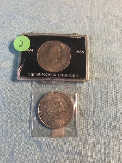 1965 Churchill Coin, and a One Maui Trade Dollar Comm coin