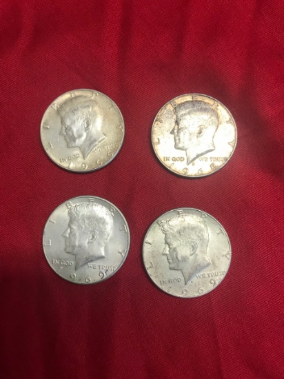 4- 40% Silver Kennedy Half Dollars, selling times the money
