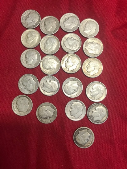 21- 90% Silver Roosevelt Dimes, selling times the money