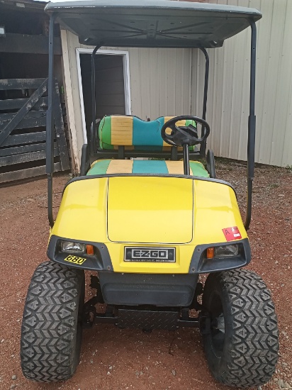 1999 MODEL YELLOW & GREEN GOLF CART W/ CHARGERS