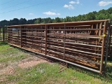 9 CORRAL PANELS/ 1 PANEL WITH GATE 24FT LONG