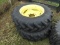 1 Pair 340/85r-28 (13.6x28) Tires Mounted On John Deere Mfwd Wheels