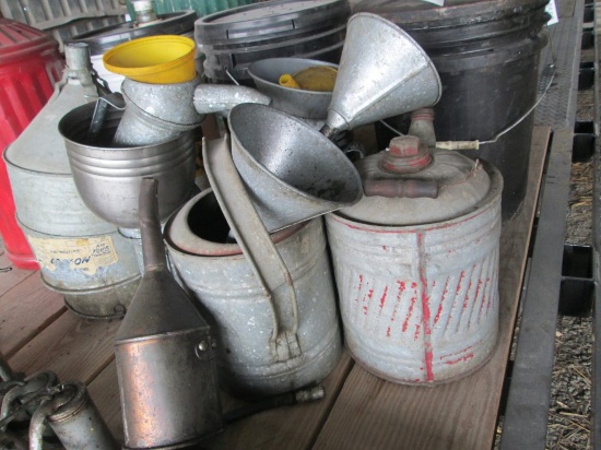 OIL CANS AND FUNNELS