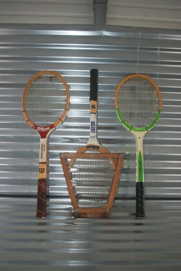 Great lot of 3 wooden tennis rackets