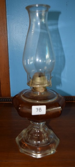GLASS HURICANCE OIL LAMP #1