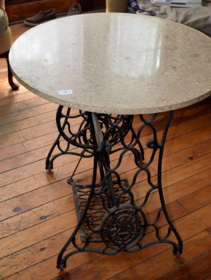 SINGER BASE CAST IRON MABLE TOP TABLE