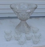 ANCHOR HOCKING EARLY AMERICAN 1950's PUNCH BOWL SET