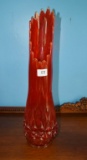 RED ORANGE ART GLASS VASE