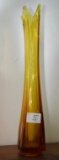 GOLDEN YELLOW WIDE ART GLASS VASE