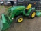 JOHN DEERE 3025E TRACTOR WITH JOHN DEERE 300E FRONT END LOADER WITH BUCKET,