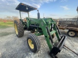 JOHN DEERE 2130 TRACTOR WITH KOYKER  210 FRONT END LOADER WITH HAY SPEAR
