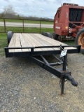 16' BUMPER PULL FLAT BED TRAILER W/ NEW FLOOR, DOVE, BILL OF SALE ONLY