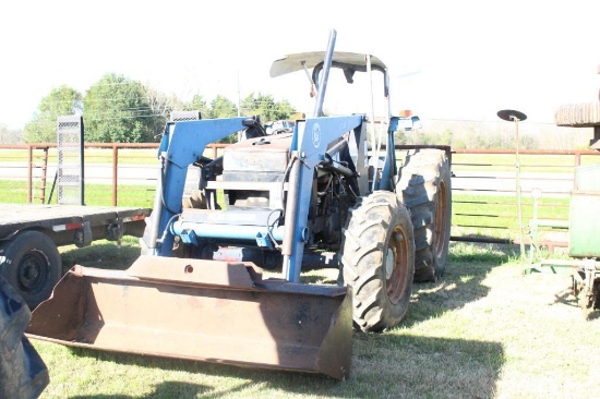 7740 FORD TRACTOR W/BUSHHOG 2846QT, FRONTEND LOADER W/BUCKET SN:BD84430, 4WD SHOWING 3155.3 HRS RUNS