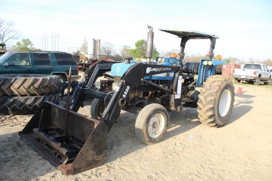 4630 FORD TRACTOR W/ LONG 5320 FRONT END LOADER, RUNS, SHOWING 272.9 HOURS, BUCKET & SPEAR, 2WD,