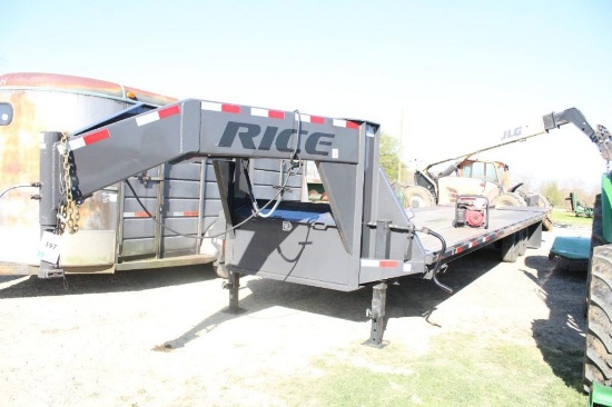 2023 RICE 30' GOOSENECK FLAT BED TRAILER, TANDEM 8K LB AXLES, RAMPS, *****TITLE GUARANTEE