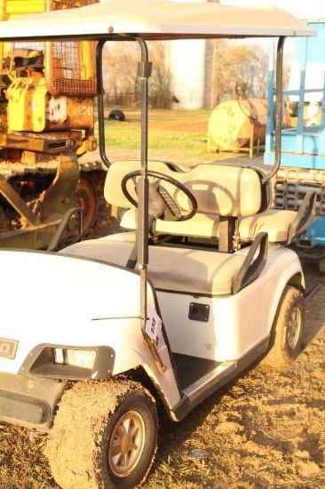 ELECTRIC EZ-GO GOLF CART, COMES WITH CHARGER, RUNS, SERIAL/MODEL NUMBERS AREN'T VISIBLE