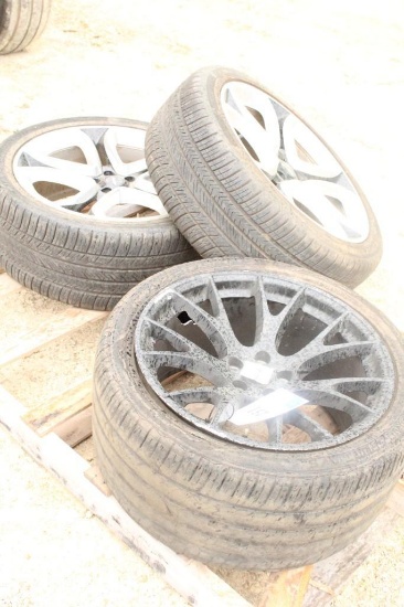 3 TIRES WITH RIMS BOLT PATTERN, 5X4.5