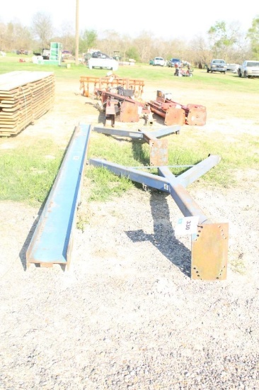 A FRAME WITH CASTER WHEELS, 20' WIDE, 9'TALL