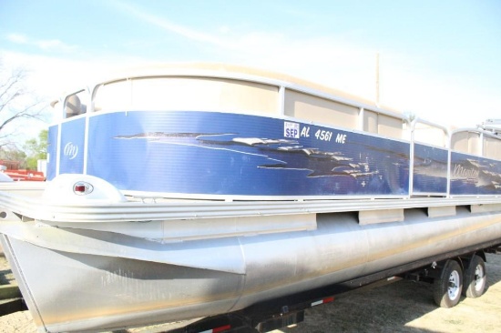 22' MANITOU PONTOON BOAT, MODEL AB2223, RUNS, TOP INCLUDED, WATER READY