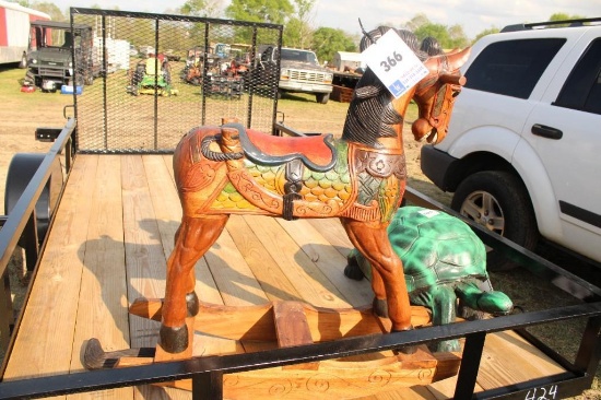 WOODEN ROCKING HORSE- 44''X10''X42''