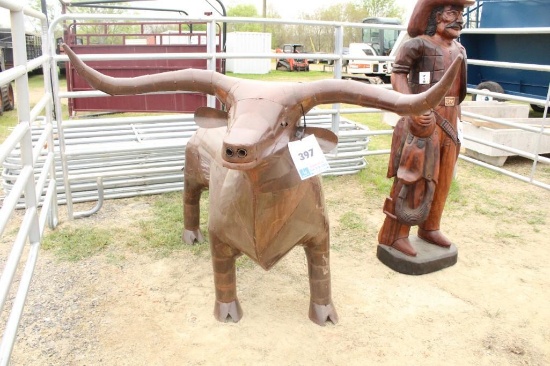 METAL BULL GRILL, 25''x14'' COOKING SURFACE, 7',8'' LONG, 54.5'' TALL, 50''WIDE