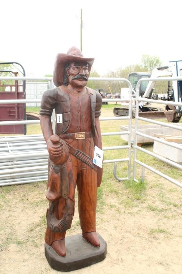 6FT TALL WOODEN COWBOY, HEAVY MADE