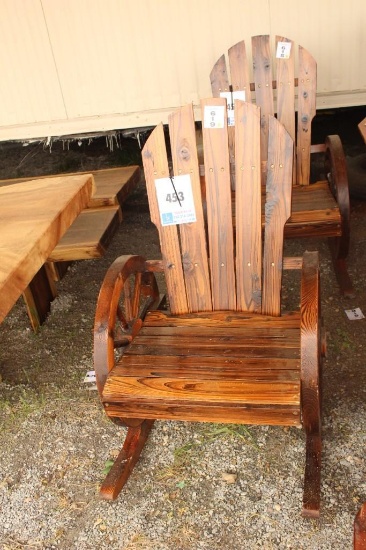 WAGON WHEEL WOODEN CHAIR 42" TALL 2' WIDE